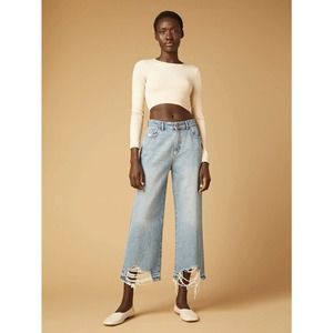 DL1961 Hepburn Wide Leg High Rise Vintage Jeans in Slate Size 28